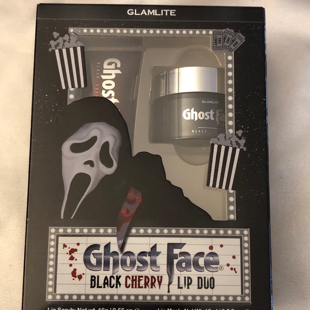 Glamlite Ghost Face Black Cherry Lip Duo Lip Scrub & Mask Sealed Full Size NIB